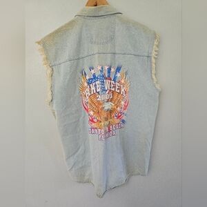 Lighting Clothing L Vest Shirt Mens Denim Bike Week 2003 Daytona Beach Florida